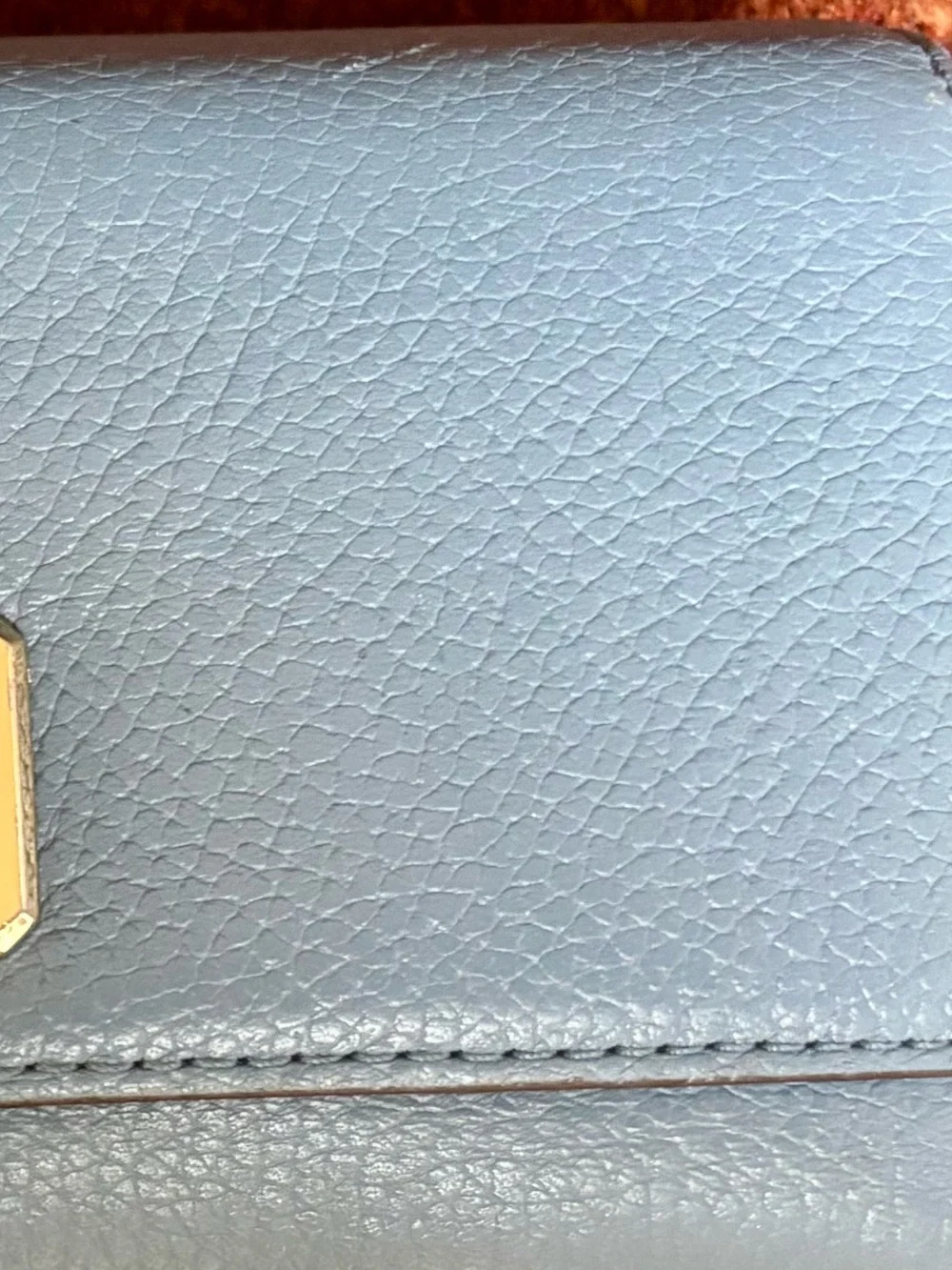 Michael Kors Blue Leather Clutch with Gold Hardware